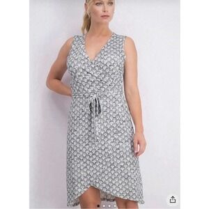 41 Hawthorn Liana Dress Faux Wrap Knit Sleeveless Grey Anthropologie Geometric S